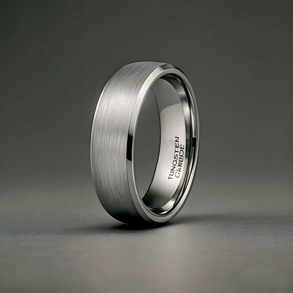 8mm Bague personnalisee homme alliance tungstene dome brosse