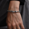 Pulsera de hombre de cadena azul marino plateada con cierre de hebilla