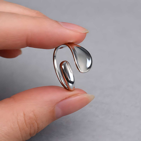 Bague En Argent Sterling 925 Réglable - Gravure "Always With You" - Pour Femme Et Homme, Hypoallergénique, Forme Goutte D'eau