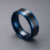 Bague homme anneau tungstene bleu fibre de carbone personnalisable
