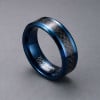 Bague homme anneau tungstene bleu fibre de carbone personnalisable