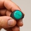 Men's stainless steel turquoise knight ring