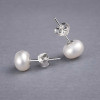 Boucles d'oreilles clous argent perles rondes eau douce minimaliste