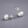 Boucles d'oreilles clous argent perles rondes eau douce minimaliste