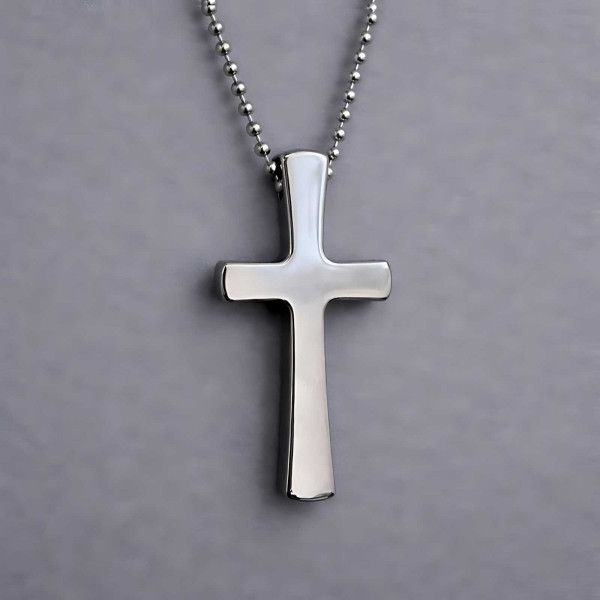 Pendentif homme croix tungstene finition polie