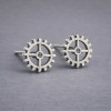 Silver Gear Stud Earrings