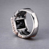 Chevalière argent ouverte grecque zircon noir