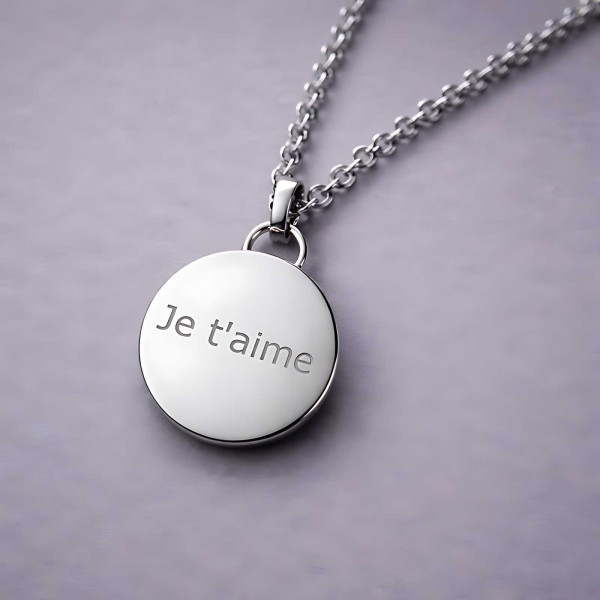 Gepersonaliseerde hanger voor mannen, ronde stalen ketting, geheime doos voor gravure, personaliseren