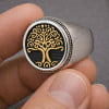 D Bague homme acier chevaliere arbre de vie celtique