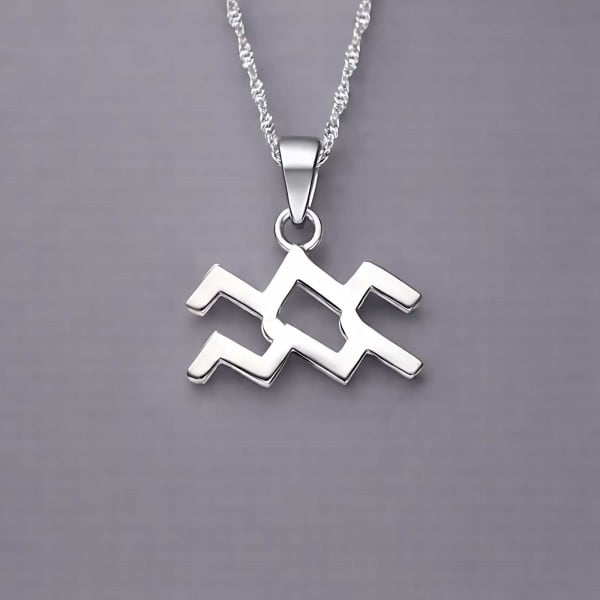 Sterling Silver Aquarius zodiac pendant necklace