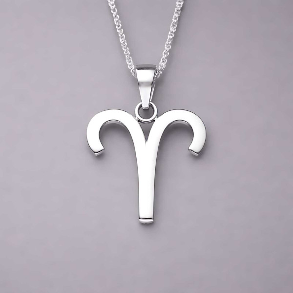 Collana con ciondolo in argento con segno zodiacale Ariete