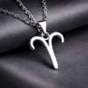 Colgante de collar de plata con el signo del zodiaco Aries