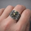 Anillo hombre plata caballero calavera abierta