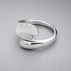 Polished teardrop silver open ring