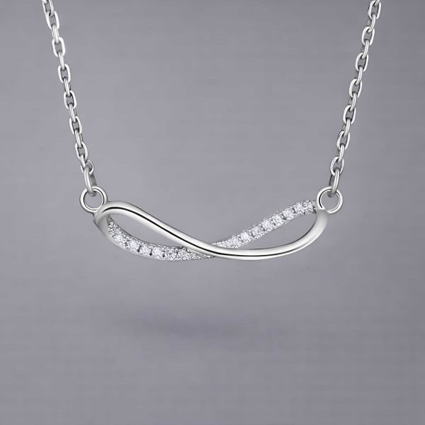 Silver chain necklace pendant with zirconium infinity symbol