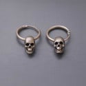 Boucles d'oreilles homme creoles tete de mort argent