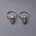 Boucles d'oreilles homme creoles tete de mort argent