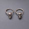 Boucles d'oreilles homme creoles tete de mort argent