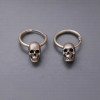 Boucles d'oreilles homme creoles tete de mort argent
