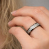 6mm Bague mariage personnalisee alliance dome tungstene fibre blanche