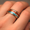Bague personnalisee plaquee or rose tungstene bois opale