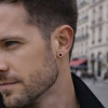 Men's Sterling Silver Stud Red Onyx Inlay Earrings