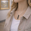 N Pendentif personnalise homme collier Acier barre noir personnaliser