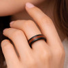 8mm Bague personnalisee femme anneau ceramique noire ligne bois