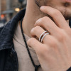 Bague céramique blanche ligne bois