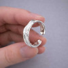 Bague argent ouvert ajustable concave martele