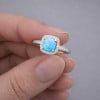 Bague femme argent rhodie opale pavage zirconium