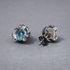 Boucles d'oeilles homme clous argent serpent pierre topaze