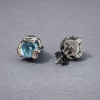 Boucles d'oeilles homme clous argent serpent pierre topaze