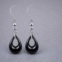 Women's Black Ceramic Drop Pendant Earrings