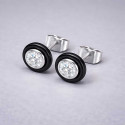 W Boucles d'oreilles clous ceramique blanche zirconium - paire