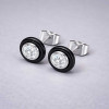 Boucles d'oreilles clous ceramique blanche zirconium - paire