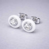 Boucles d'oreilles clous ceramique blanche zirconium - paire