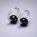Boucles d'oreilles creoles boule ceramique noire finition polie - paire