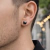 Boucles d'oreilles clous argent minimaliste ceramique noir