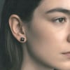 Boucles d'oreilles clous argent minimaliste ceramique noir