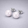 Boucles d'oreilles clous ceramique rose boule - paire
