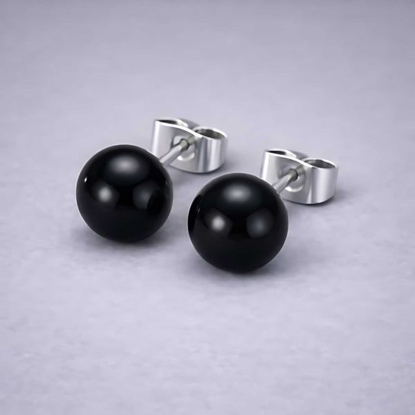 Boucles d'oreilles clous ceramique rose boule - paire