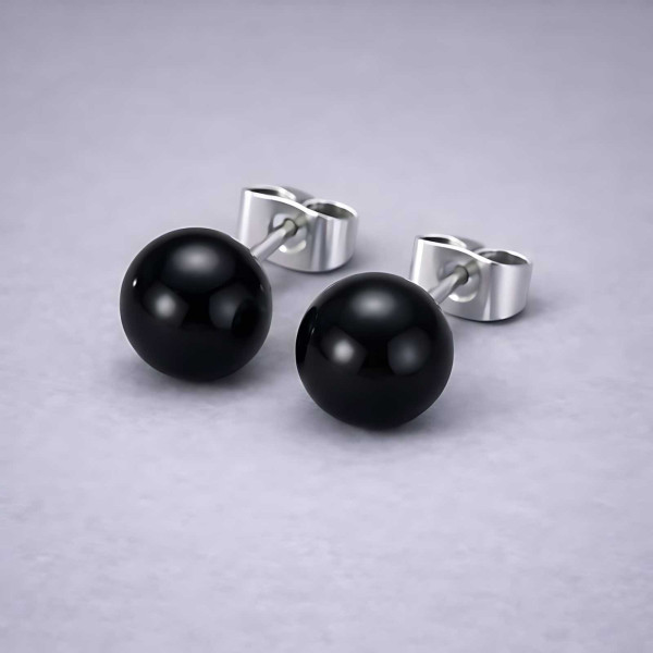 Boucles d'oreilles clous ceramique rose boule - paire