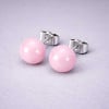 Boucles d'oreilles clous ceramique rose boule - paire