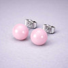 Boucles d'oreilles clous ceramique rose boule - paire