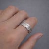 M Bague personnalisee acier brosse rainure zirconium homme femme