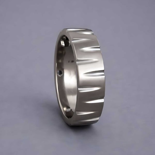 Blanc Bague Titane Alliance 6mm Brossée Rainurée Personnalisable