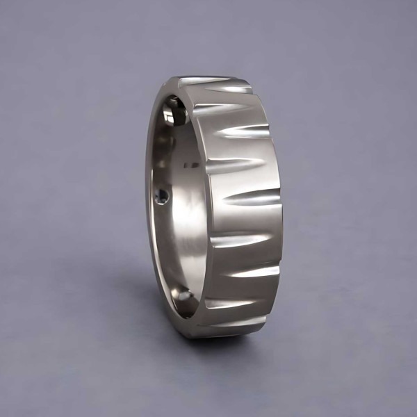 Blanc Bague Titane Alliance 6mm Brossée Rainurée Personnalisable