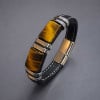 D Bracelet homme cuir tresse noir noeud marin fermoir acier