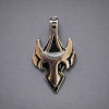 Pendentif homme epee bouclier acier resine noir finition polie